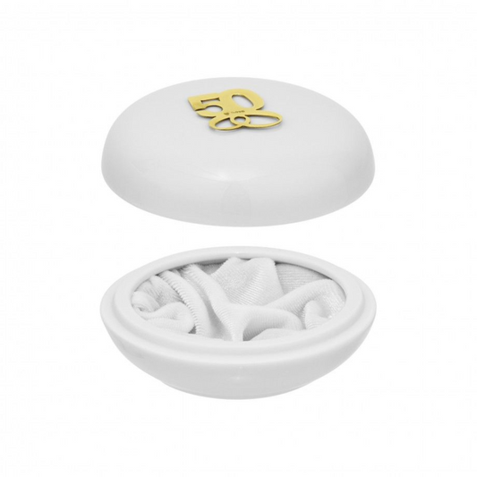 CAIXA 50 ANOS DOURADO PORCELANA