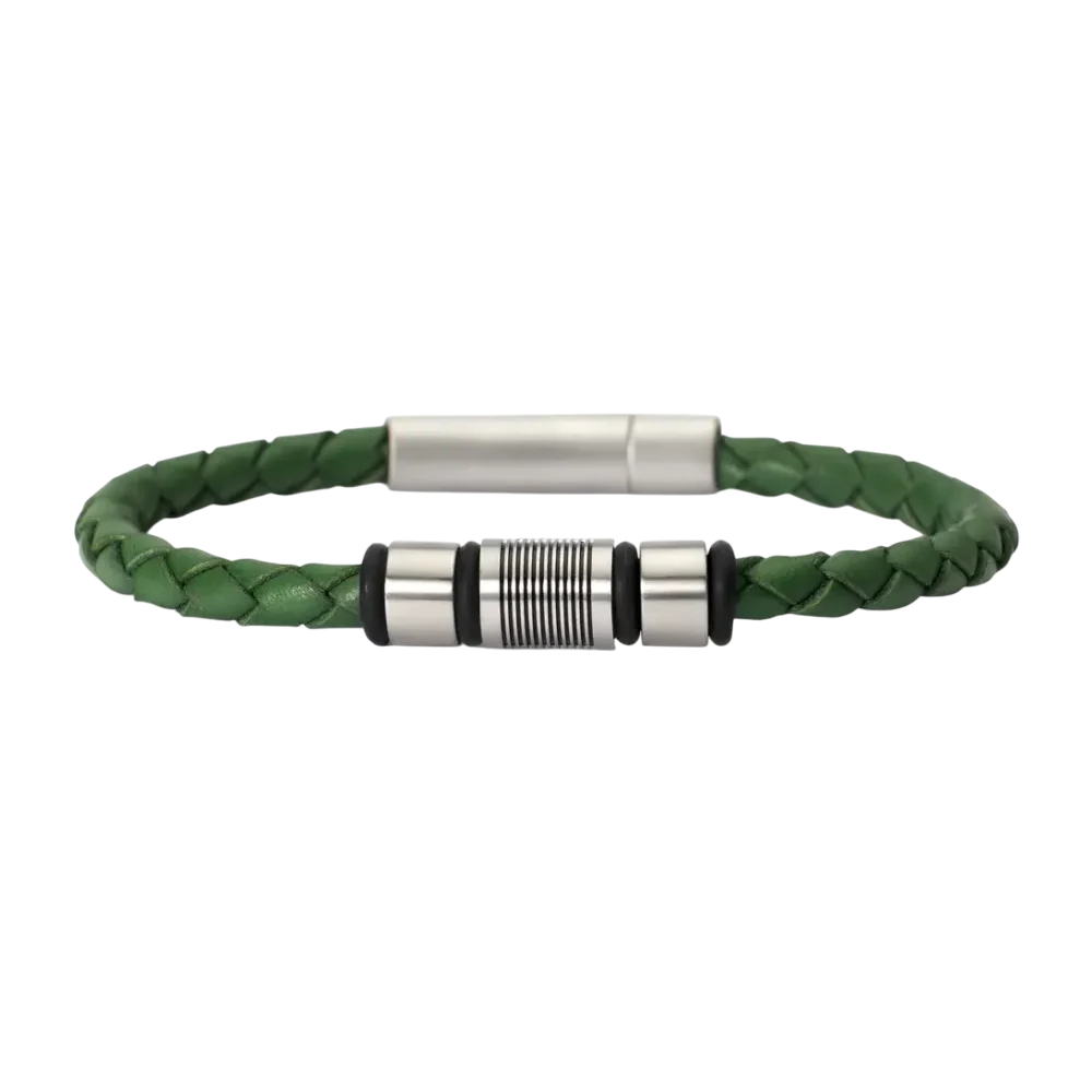 PULSEIRA 2JEWELS EM AÇO E PELE VERDE
