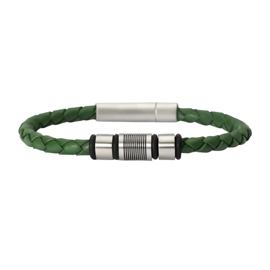 PULSEIRA 2JEWELS EM AÇO E PELE VERDE