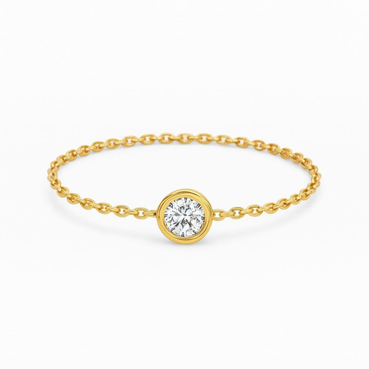 ANEL EM OURO 19,2K C/ 1 DIAMANTE 0,05CT