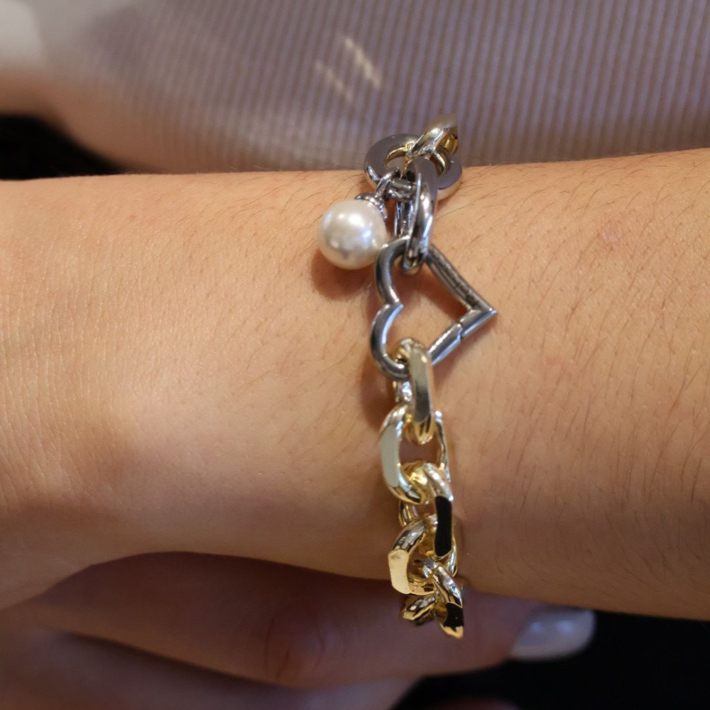 PULSEIRA REBECCA DIVA AL. COM BANHO DE OURO 24K E PEROLAS