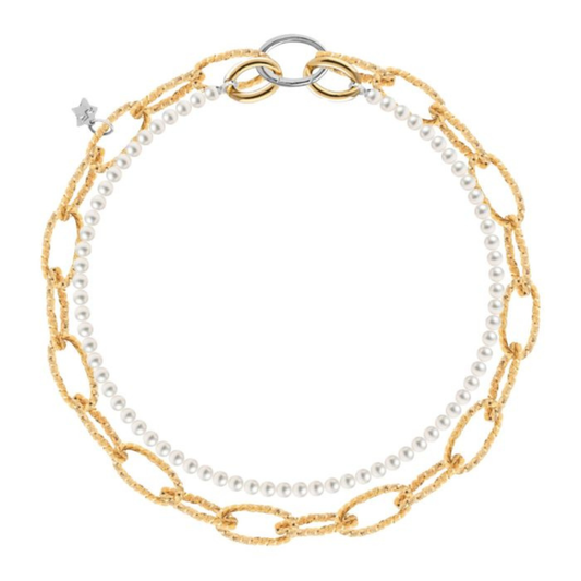 COLAR REBECCA DIVA AL. COM BANHO DE OURO 24K E PEROLAS