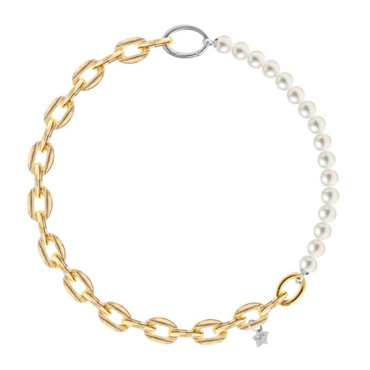 COLAR REBECCA DIVA AL. COM BANHO DE OURO 24K E PEROLAS