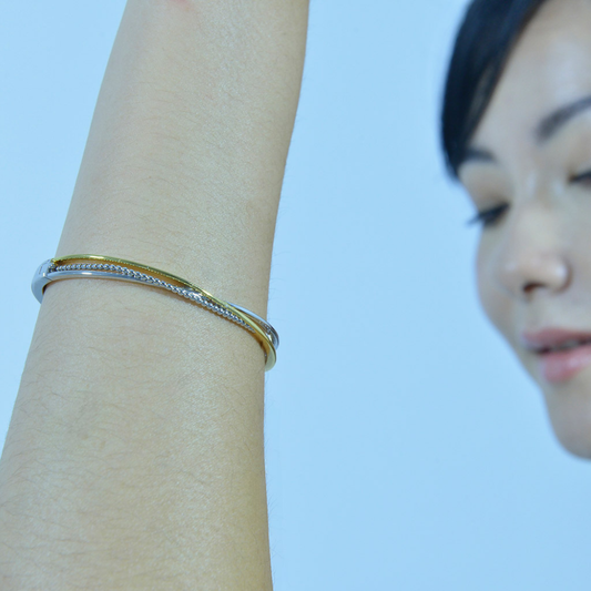 PULSEIRA ( ESCRAVA ) SALVATORE PRATA 925% BICOLOR