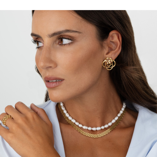 BRINCOS ONE SENHORA ROSE BLOSSOM GOLD