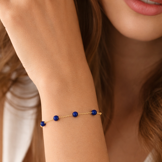 PULSEIRA EM OURO 19,2K C/ PEDRAS LÁPIS-LAZÚLI