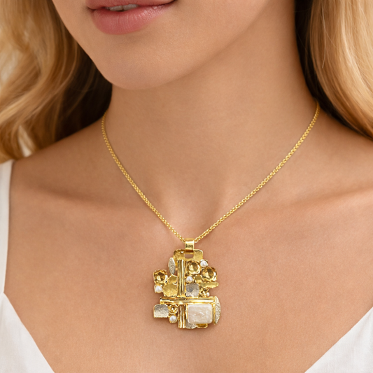 COLAR BICOLOR EM OURO 19,2K C/ PEROLAS