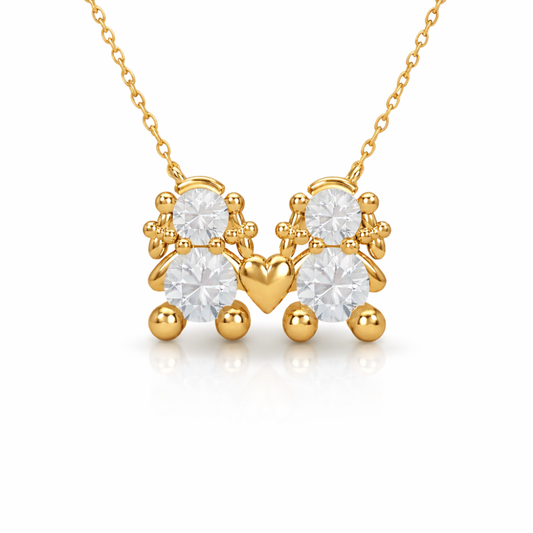 FIO EM PRATA 925% DOURADA DOIS MENINAS AMORZINHO BY MOCHO