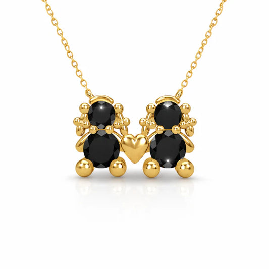 FIO EM PRATA 925% DOURADA 2 MENINAS AMORZINHO BY MOCHO