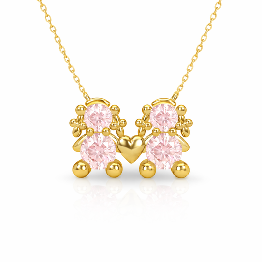 FIO EM PRATA 925% DOURADA DOIS MENINAS AMORZINHO BY MOCHO