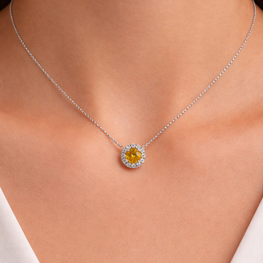 COLAR EM OURO 19.2K COM DIAMANTE AMARELO 0.14CT