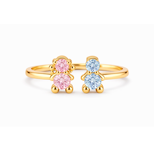 ANEL EM PRATA 925% PLAQUEADO A OURO CASAL AMORZINHO BY MOCHO