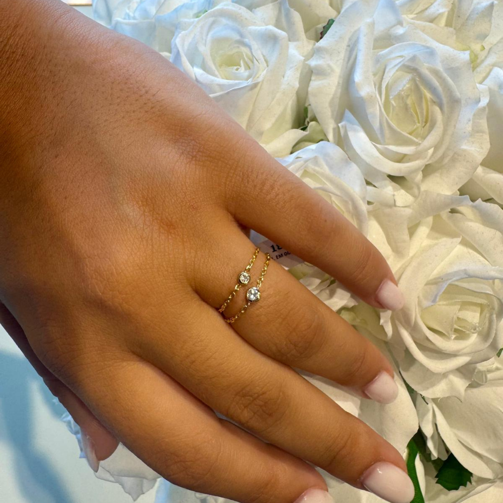 ANEL EM OURO 19,2K C /ESMERALDA 0,05CT