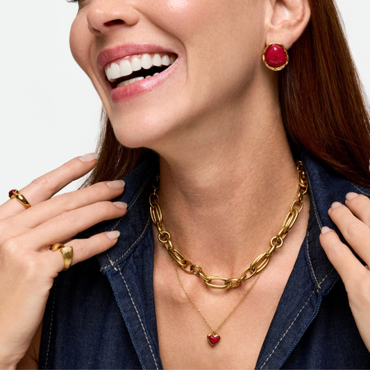 COLAR ONE SENHORA RED FLAME GOLD