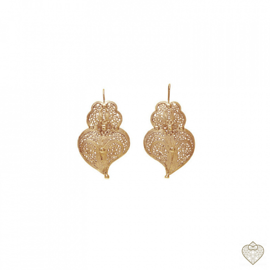 BRINCOS SAUDEDE FILIGRANA CORAÇÃO 2,5cm PRATA 9255 DOURADA