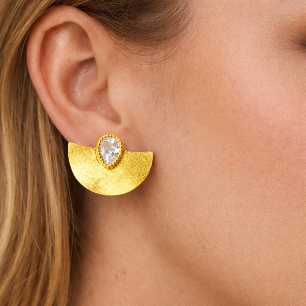 BRINCOS EM PRATA 925% DOURADO COM ZIRCONIAS