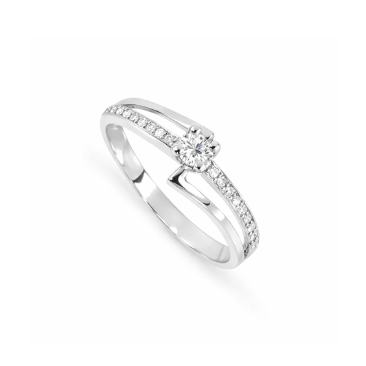 Anel Romantis em Ouro 19,2k Diamante Central 0,06cts 16 Diamantes 0,09cts