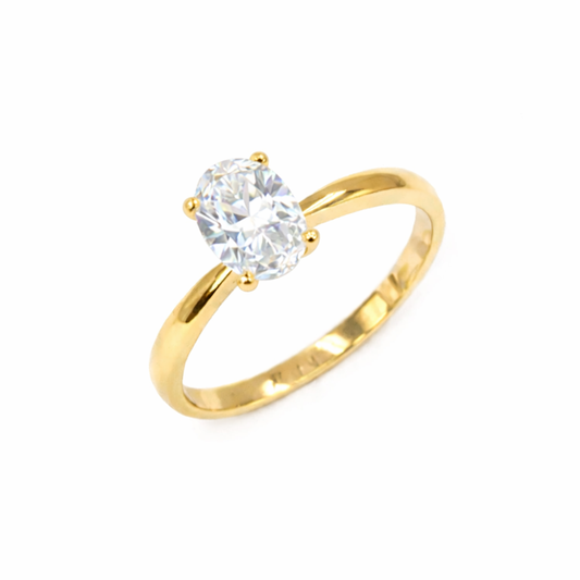 ANEL SOLITÁRIO EM OURO COM ZIRCÓNIAS