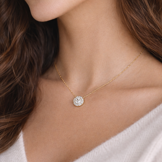 COLAR EM OURO 19.2K COM DIAMANTES