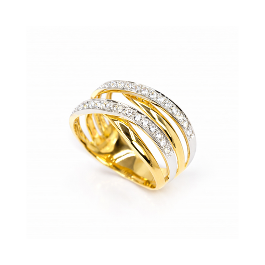 ANEL EM OURO 19.2K ou 9K COM ZIRCÓNIAS