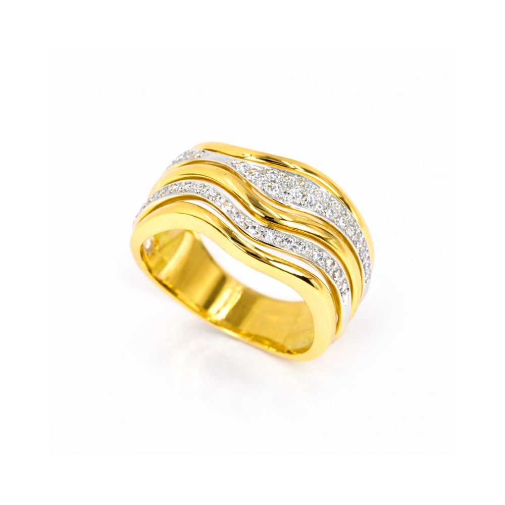 ANEL EM OURO 19.2K ou 9K COM ZIRCÓNIAS