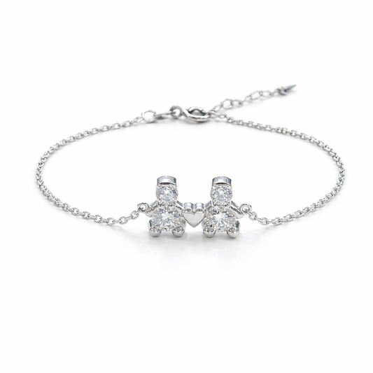 PULSEIRA EM PRATA 925% 2 MENINOS AMORZINHO BY MOCHO