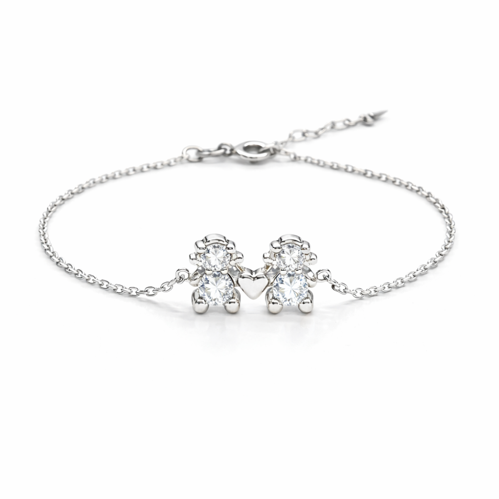 PULSEIRA EM PRATA 925% 2 MENINAS AMORZINHO BY MOCHO