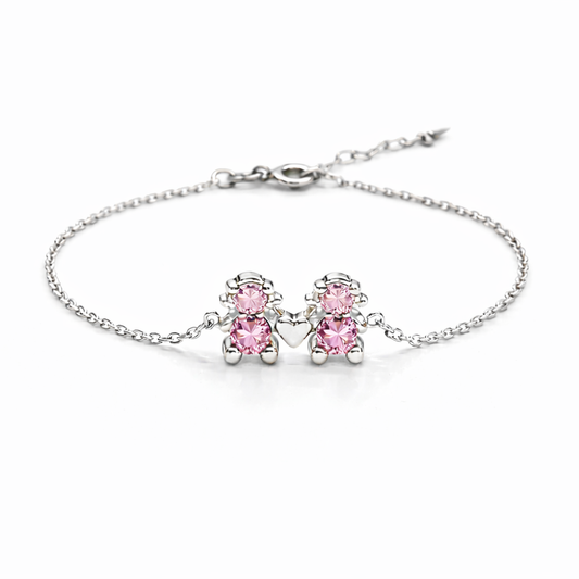 PULSEIRA EM PRATA 925% 2 MENINAS AMORZINHO BY MOCHO