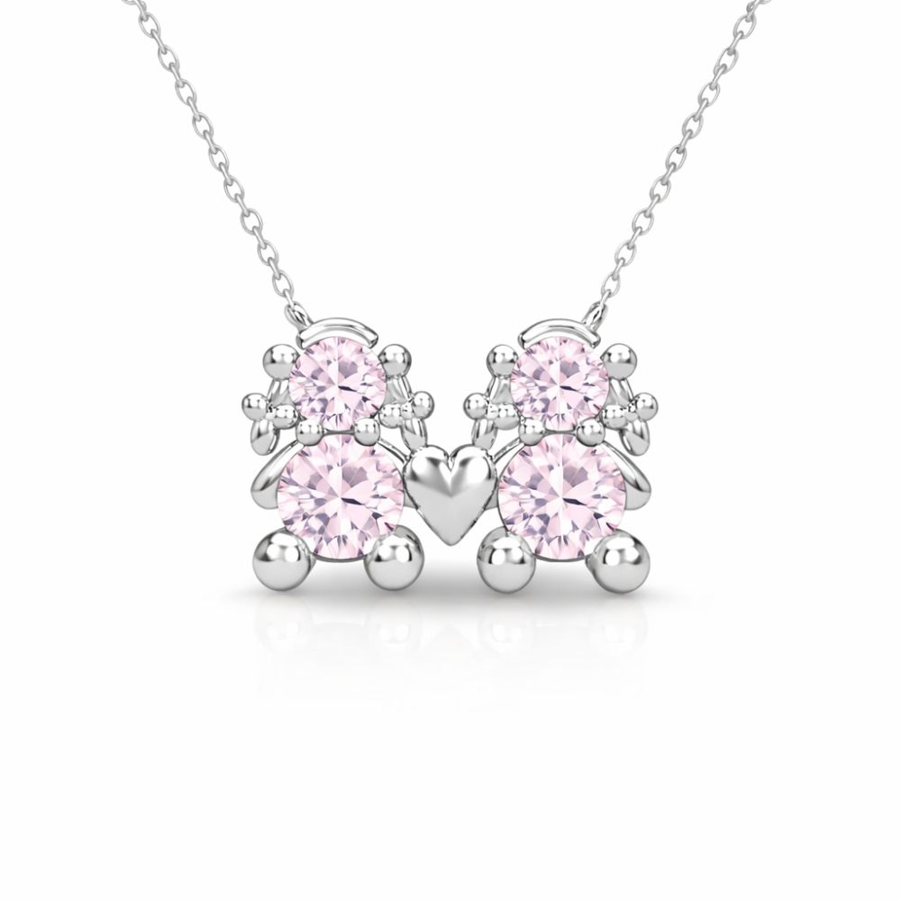 FIO EM PRATA 925% DOURADA 2 MENINAS AMORZINHO BY MOCHO