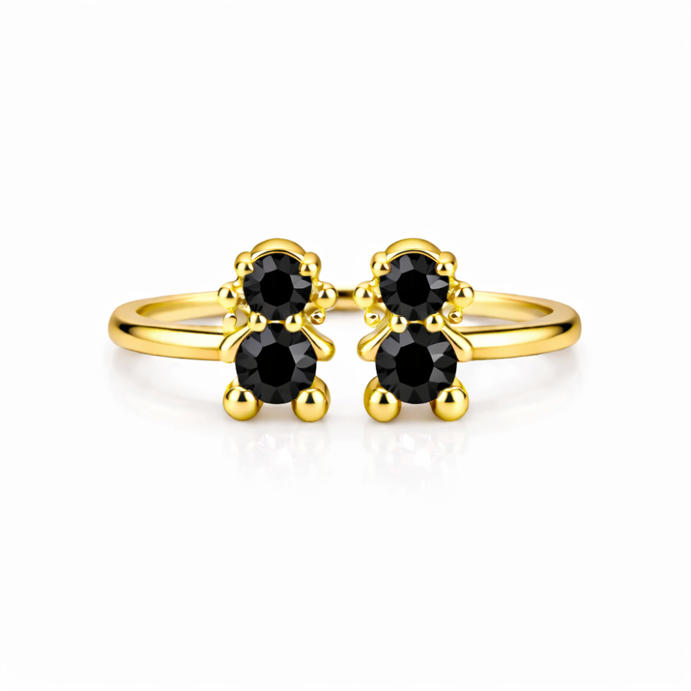 ANEL EM PRATA 925% PLAQUEADO A OURO 2 MENINAS AMORZINHO BY MOCHO