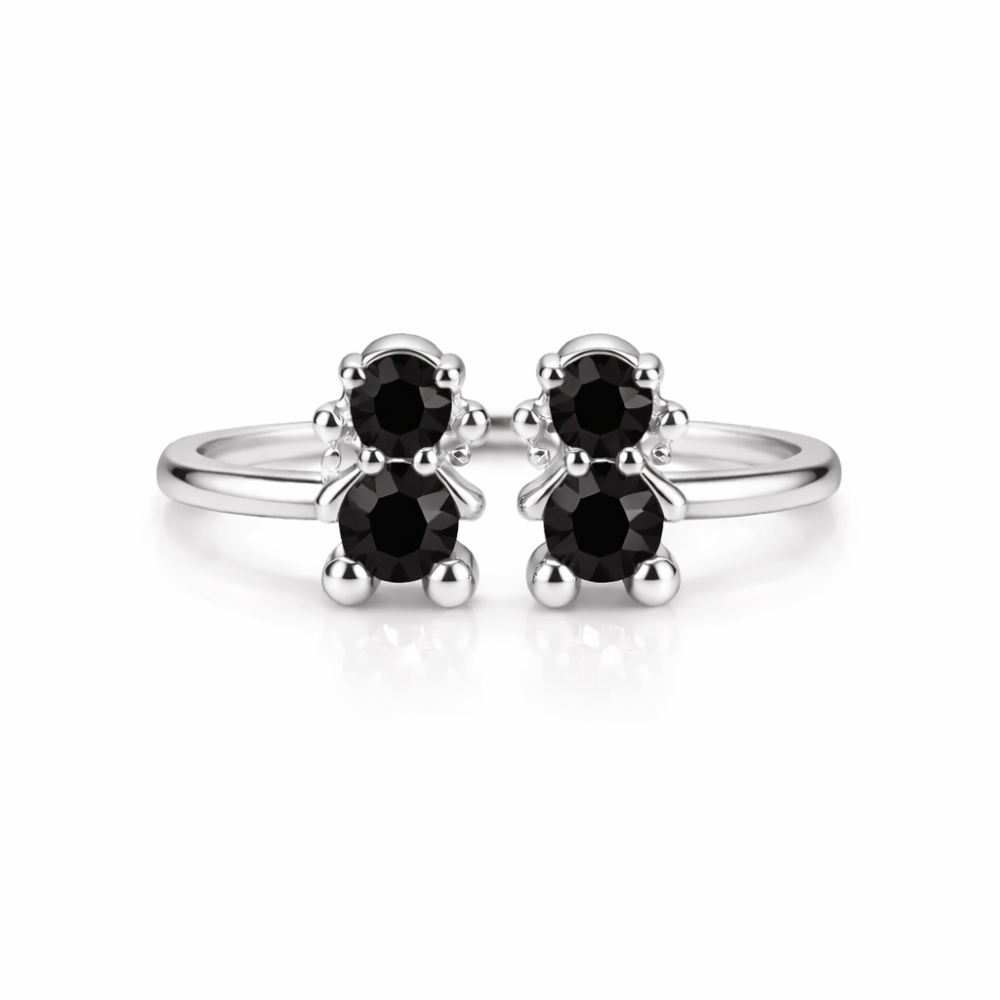 ANEL EM PRATA 925% 2 MENINAS AMORZINHO BY MOCHO