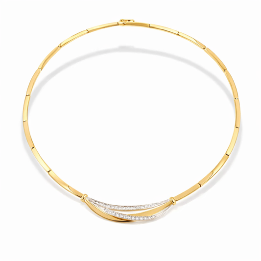 colar em ouro com zircônias bicolor