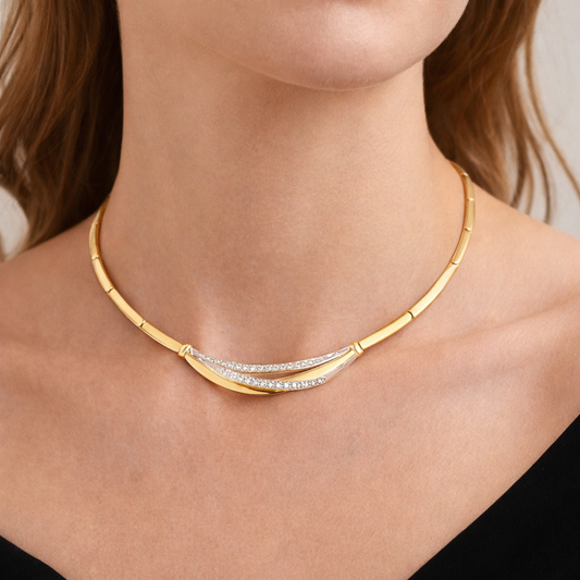 colar em ouro com zircônias bicolor