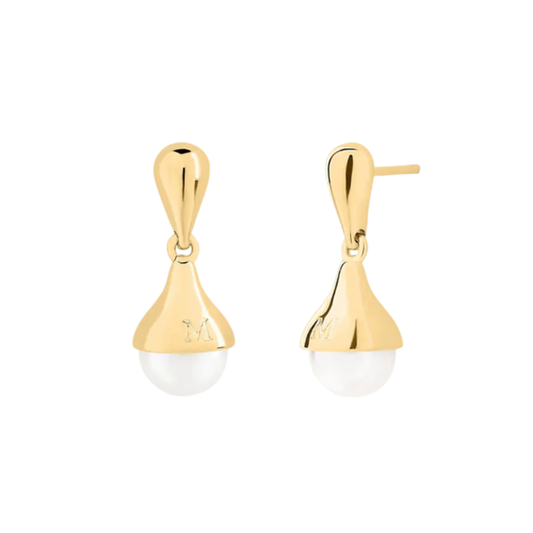 BRINCOS MAJORICA DROP 8MM EM PRATA DOURADA 925 3.52GR