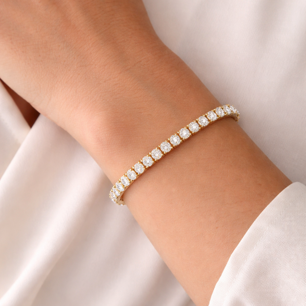 ESCRAVA EM OURO 19,2K C/ ZIRCONIAS