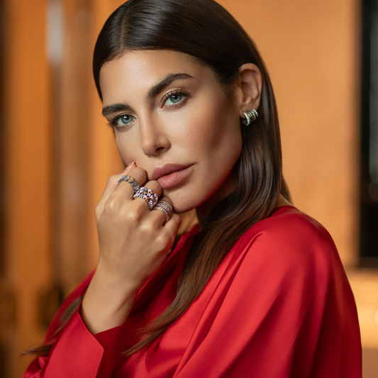 ANEL TASHI HEART IV EM PRATA 925% E OURO 75 T18