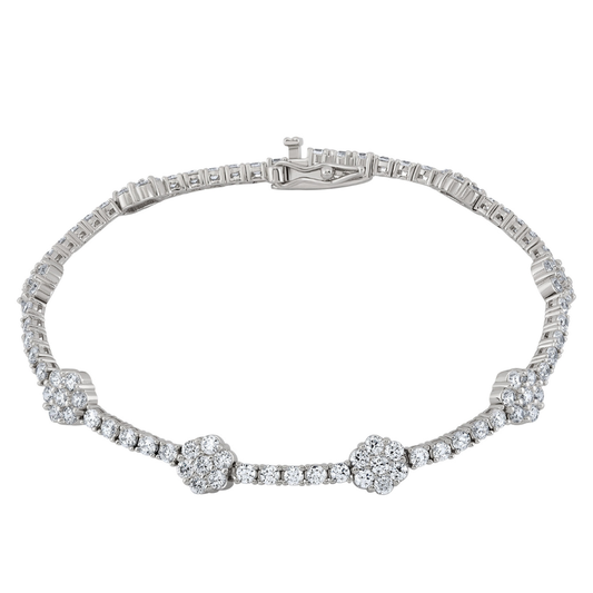 PULSEIRA UNIKE TENNIS FLOWER EM PRATA 925% COM ZIRCÓNIAS