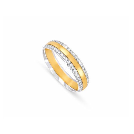 ALIANÇA EM OURO BICOLOR COM ZIRCONIAS