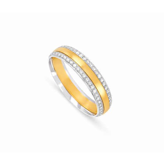 ALIANÇA EM OURO BICOLOR COM ZIRCONIAS