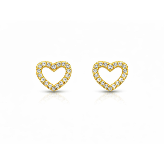 BRINCOS EM PRATA 925 COM ZIRCONIAS CORAÇÃO