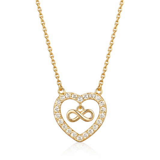 COLAR PRATA D. CORAÇÃO C/ PEDRAS BRANCAS INFINITO