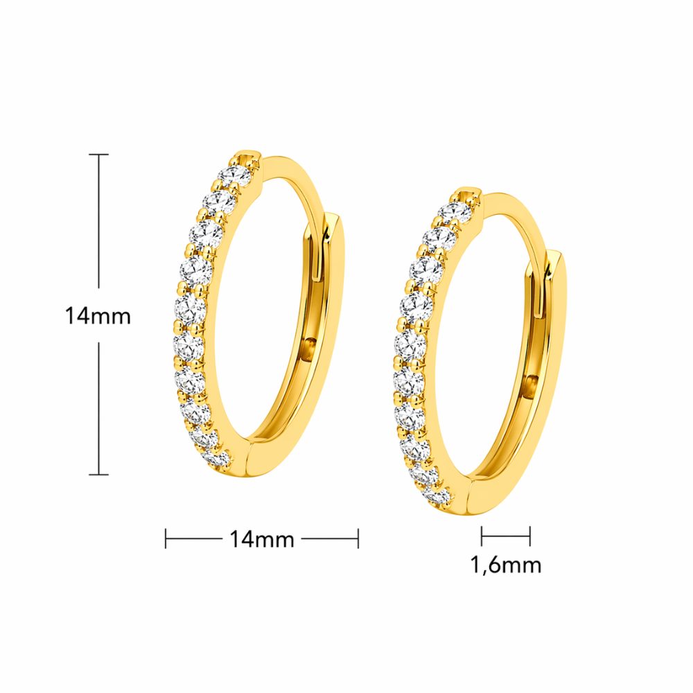 BRINCOS ( ARGOLAS ) EM OURO 9K C/ ZIRCONIAS