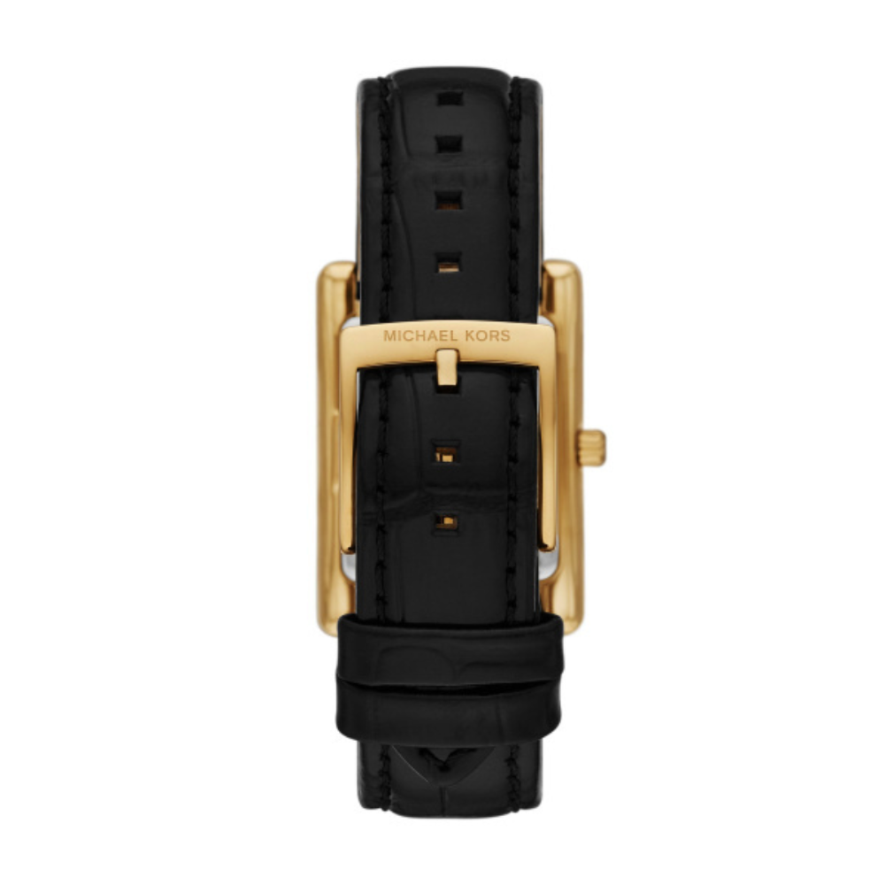 RELOGIO MICHAEL KORS MK4965 DOURADO BRACELETE EM PELE PRETA MOST CHAMPANHE
