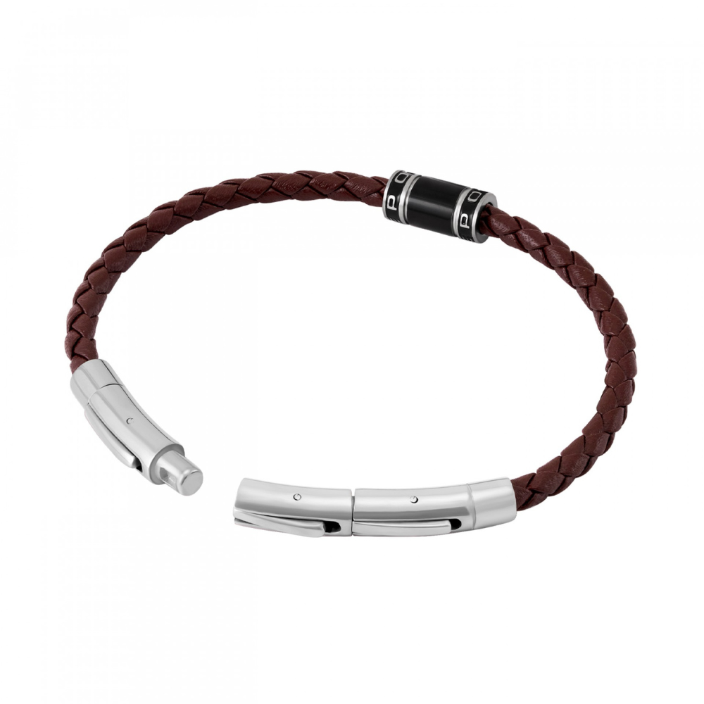 PULSEIRA POLICE EM AÇO E CARBONO E PELE CASTANHA