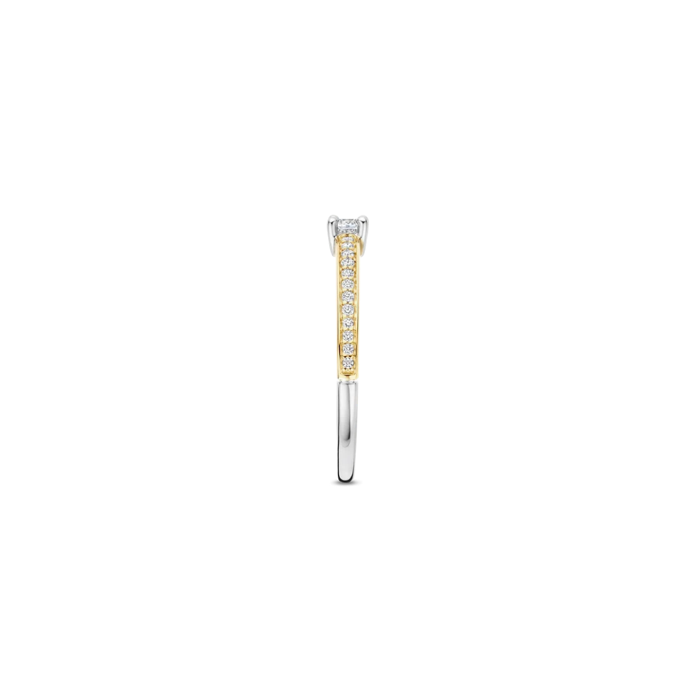 ANEL TI SENTO EM PRATA 925% BICOLOR COM ZIRCONIAS