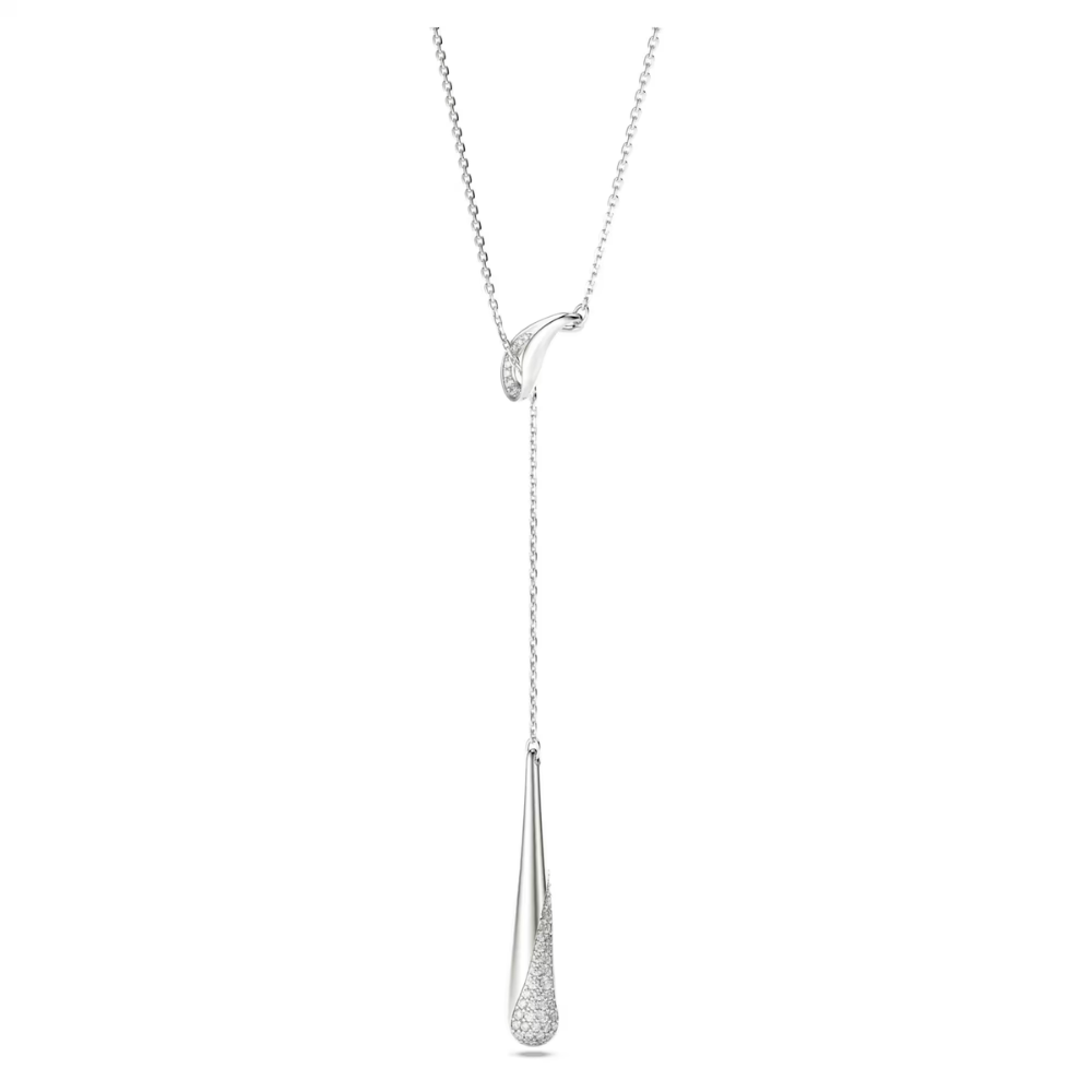 Pendente Y Swarovski Classica Lapidação redonda, Branco, Prata esterlina
