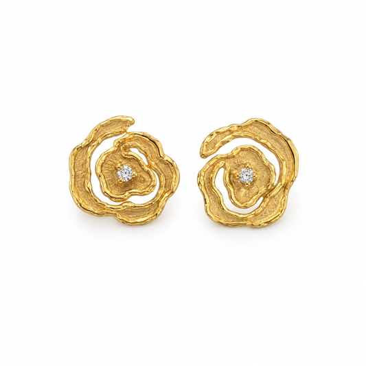 BRINCOS EM PRATA 925 DOURADO COM ZIRCÔNIAS - XAMMA