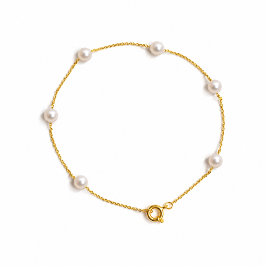 PULSEIRA EM OURO 19.2 COM PÉROLAS