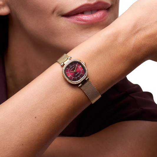 RELOGIO RADIANT MULHER HALO BORDEAUX/DOURADO