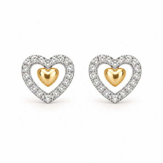 BRINCOS EM PRATA 925% C/ ZIRCONIAS - PURE LOVE